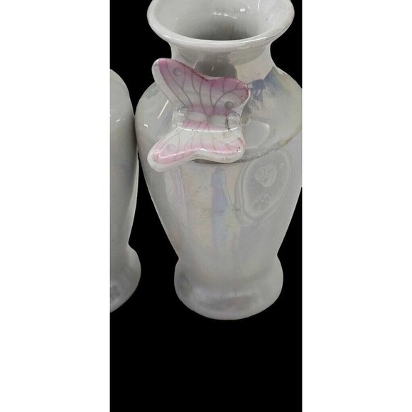 Opalescent Glaze Porcelain Vases 1970s Butterfly Carnival Glaze Ceramic Petite - Picture 10 of 11